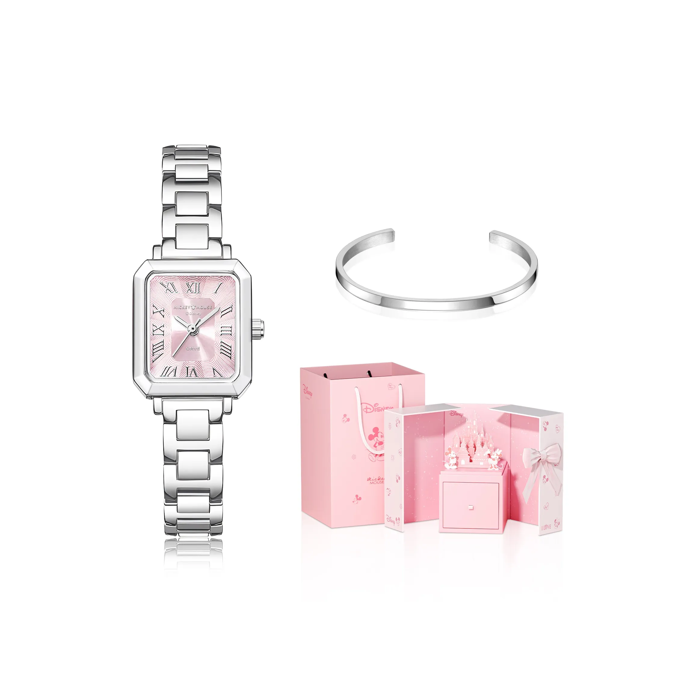 Disney Mickey Кварцевый механизм сплав ремешок женские часы розовый циферблат