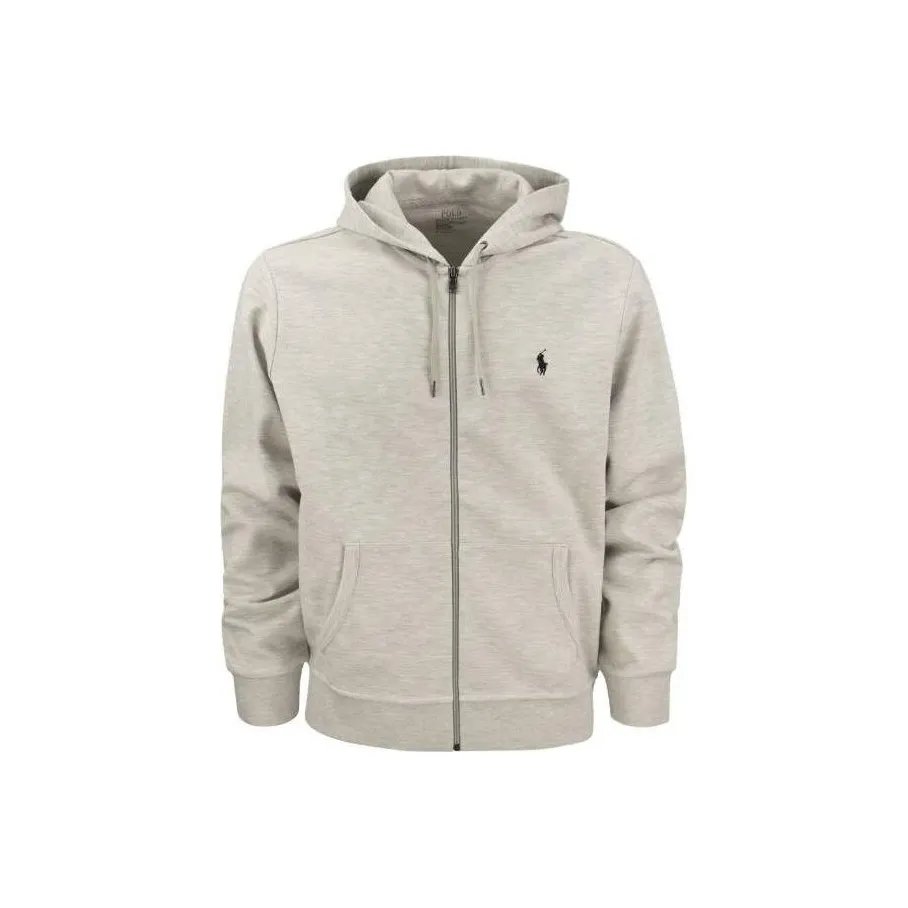 Polo Ralph Lauren Men Double Knit Zip-Up Hoodie Light Sport Heather/Navy