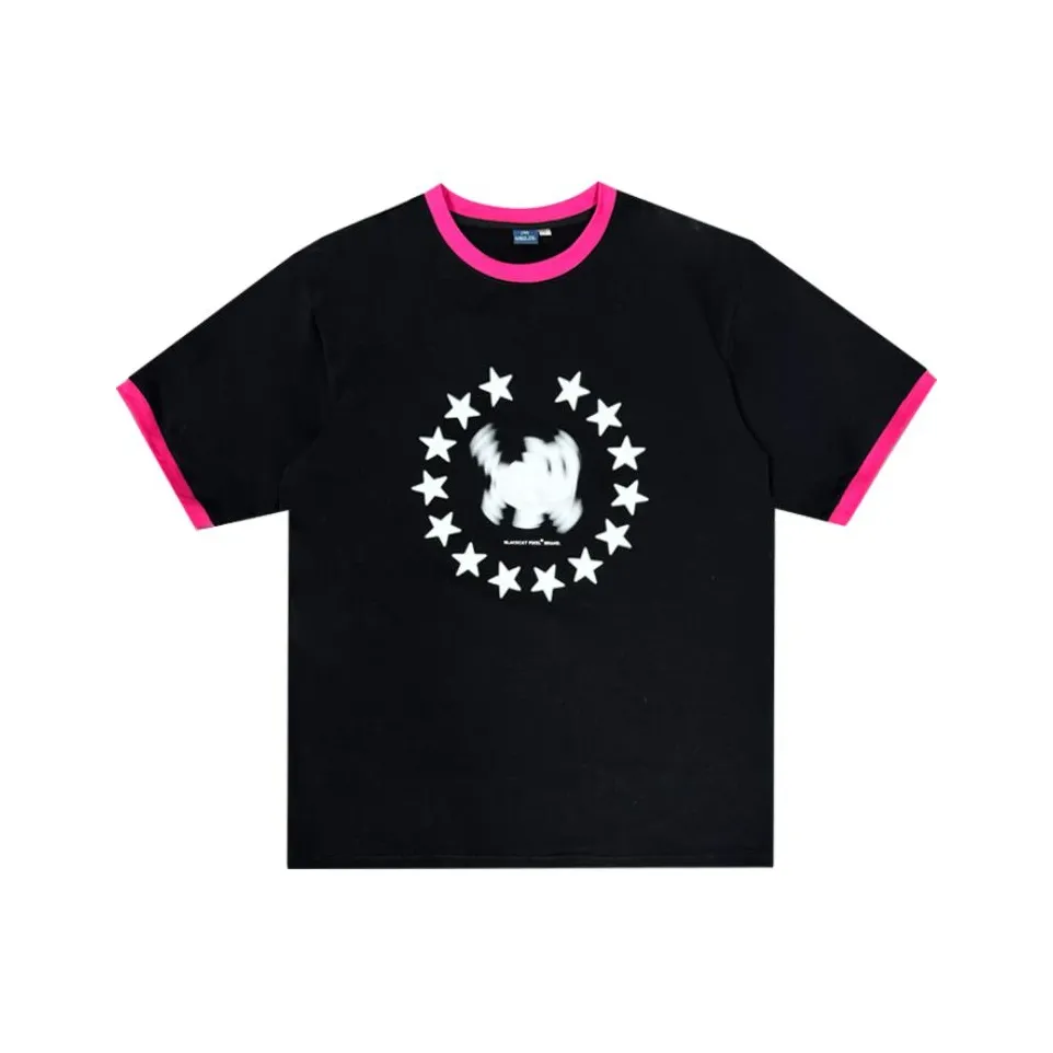 Black Cat Pixel T Shirt Men's Black & Multicolor