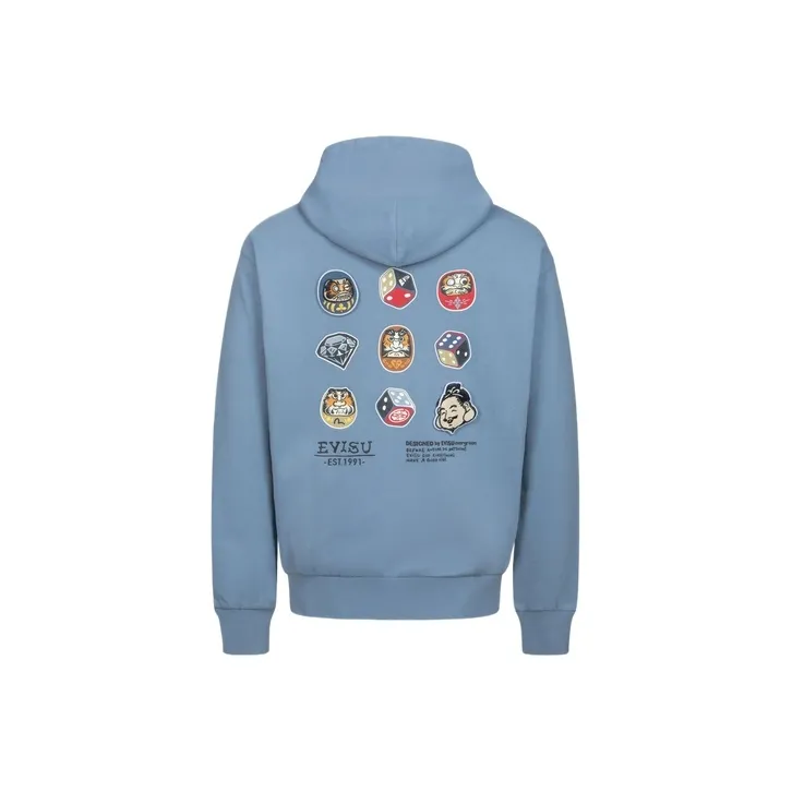 EVISU SS24 Unisex Sweatshirt Men's Gray Blue