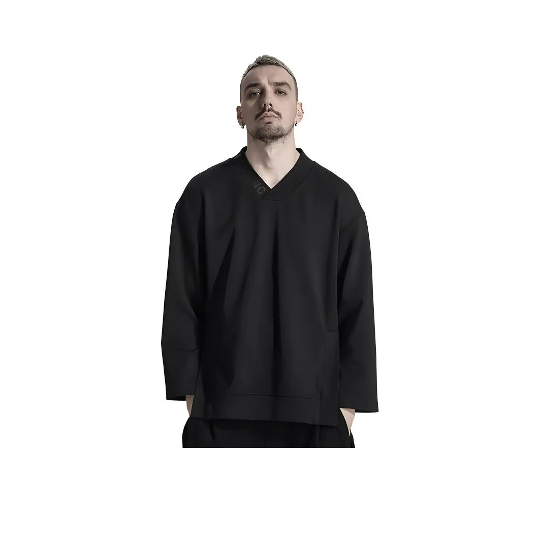 NORVINCY Китайский модный тренд Без капюшона Пуловер с V-образным вырезом Толстовка Унисекс