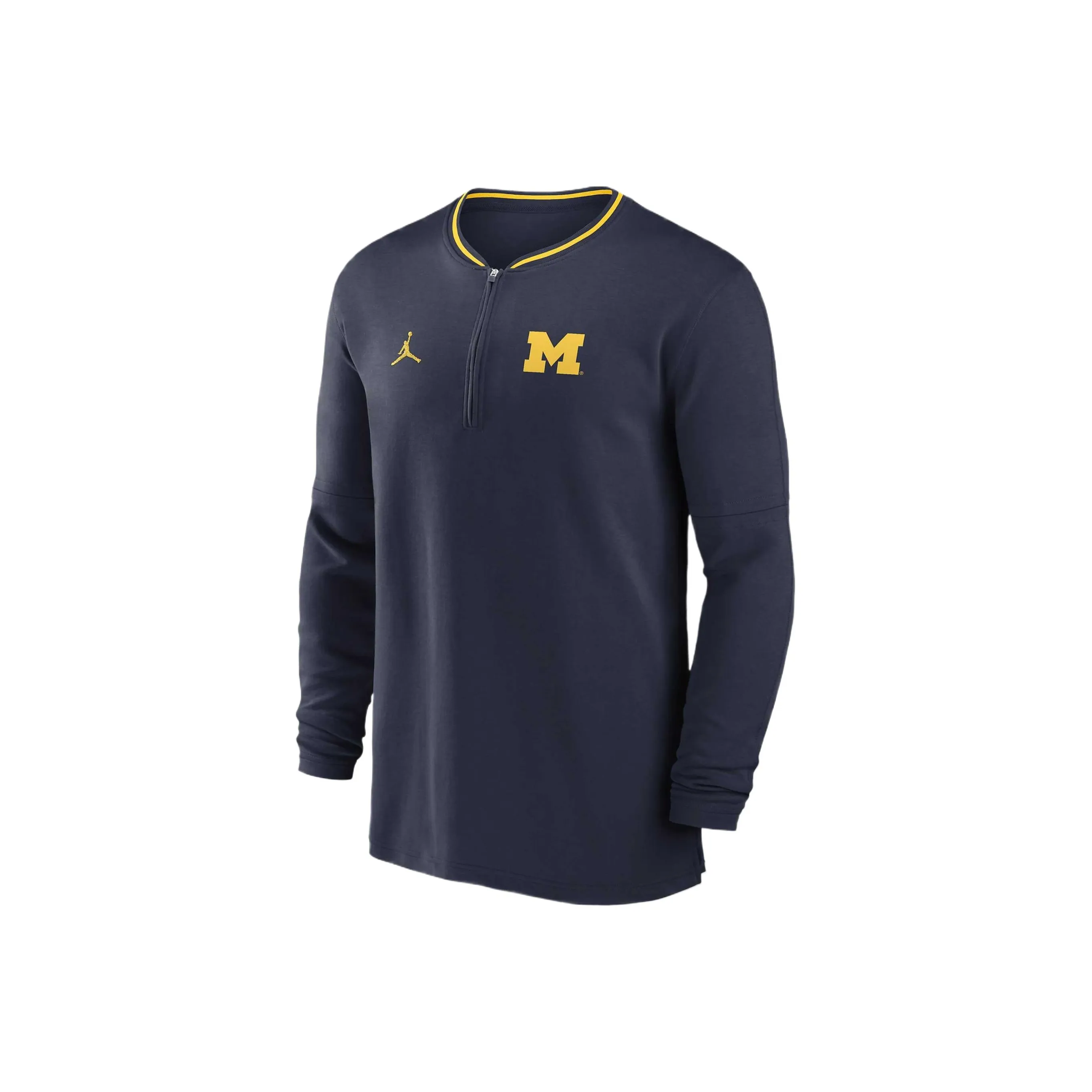 JORDAN Michigan Wolverines Sideline Coach Men's JORDAN Dri FIT College 1/2 Zip Long Sleeve Top