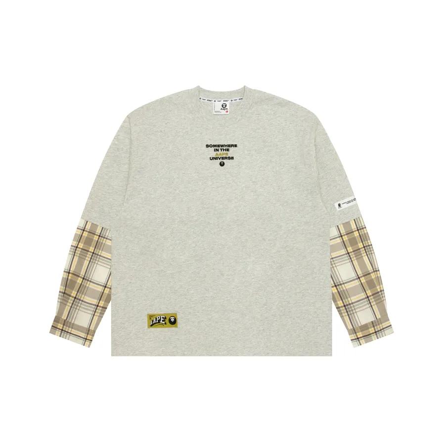 Aape By *A Bathing APE® Moonface Plaid panelled Long sleeve Tee
