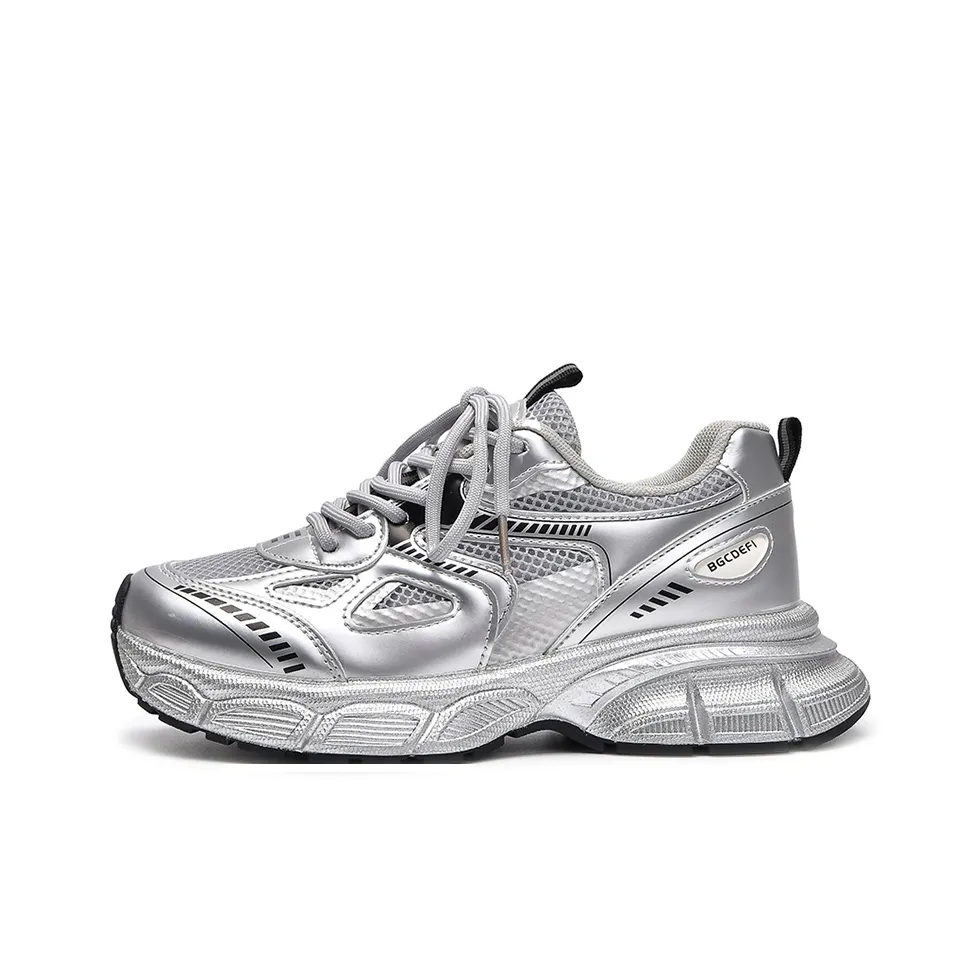 CHERRY KALIKA Противоскользящие устойчивые к истиранию дышащие увеличивающие высоту низкие топовые кроссовки с толстой подошвой женские серебряные