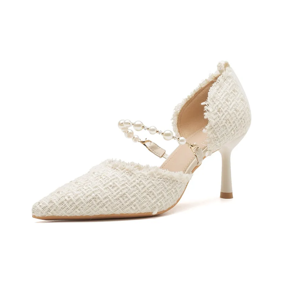 Bamiti Узкий каблук Туфли Мэри Джейн 7 см Женские Белые