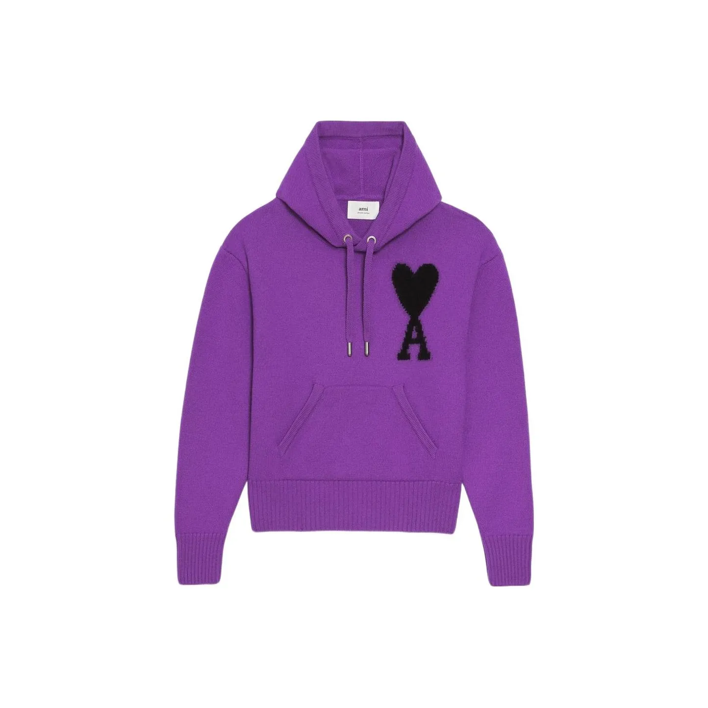Ami Paris Ami De Coeur Merino Wool Knit Hoode