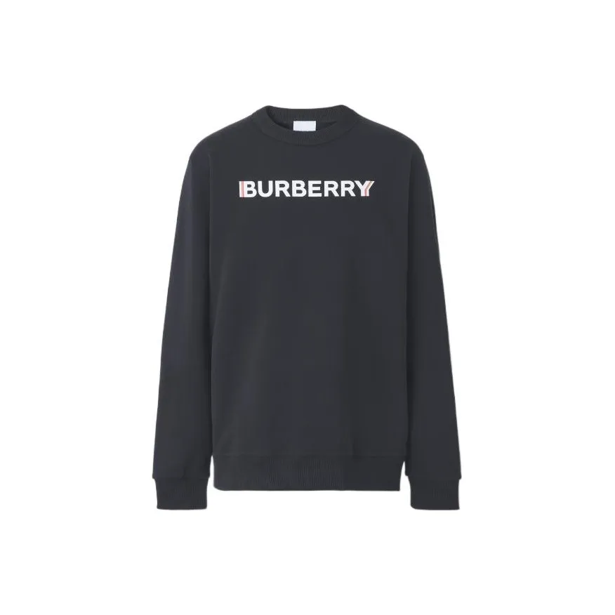 Burberry Logo Print Cotton Sweatshirt Black