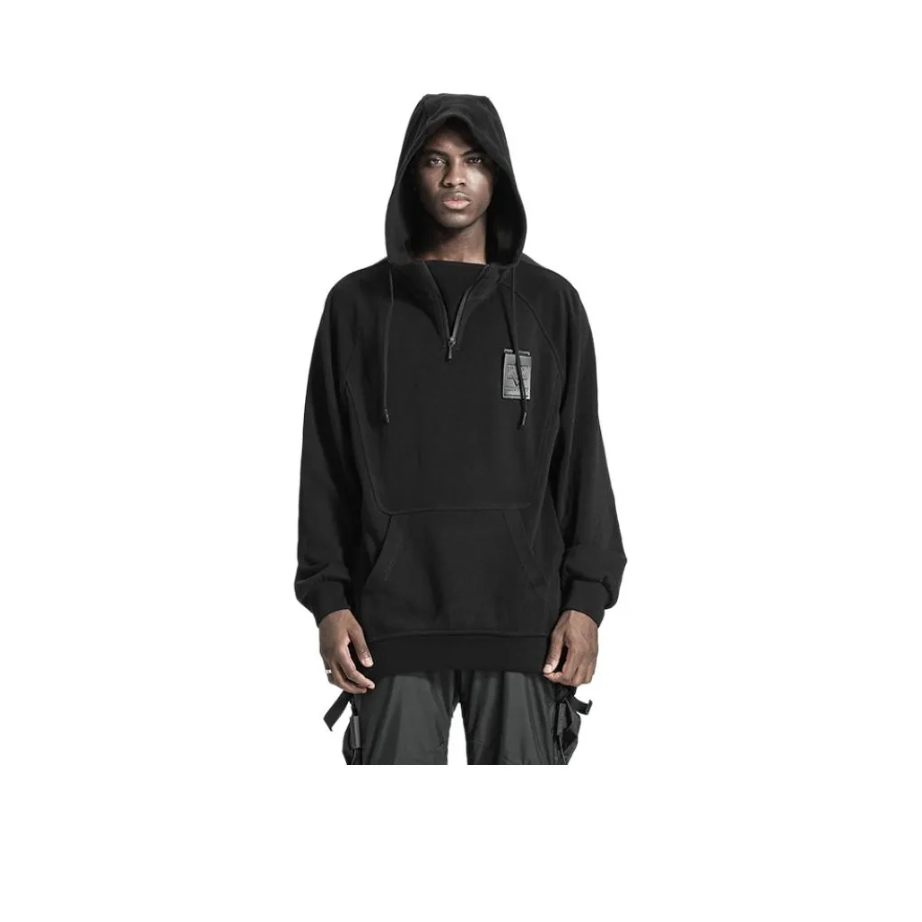 NORVINCY Верхняя одежда Модный бренд Половина Открытое Ожерелье-чокер Loose Толстовка Унисекс Черный