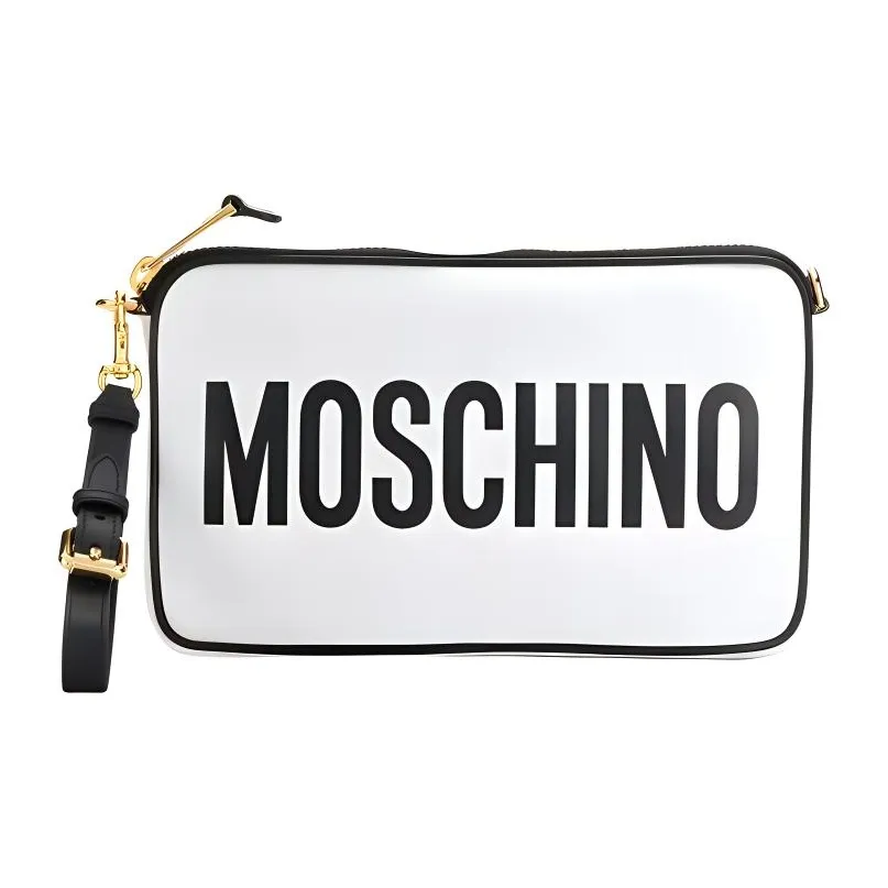 MOSCHINO Cow Leather Crossbody Bag, Shoulder Bag Regular Women's White