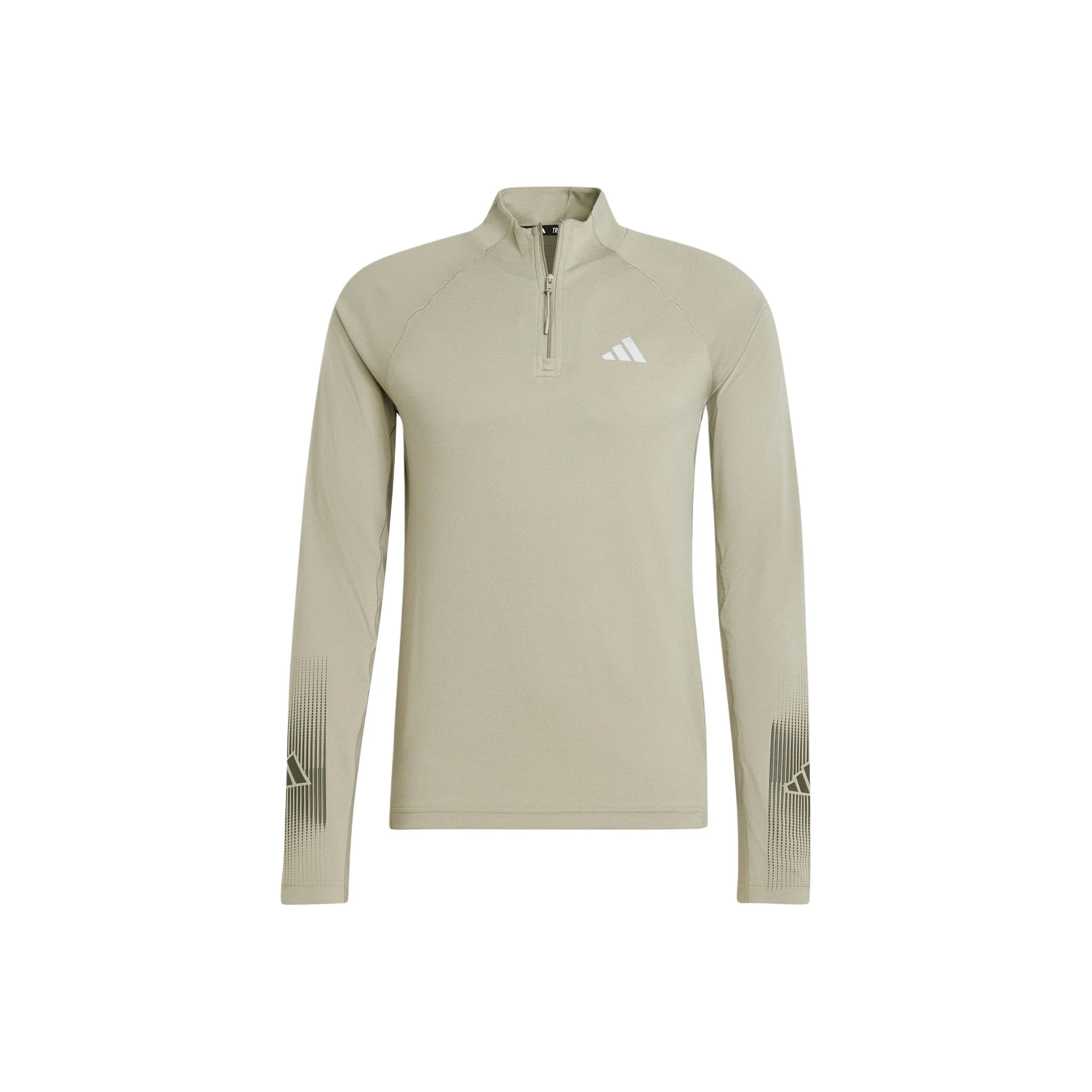 Adidas Gym+AEROREADY BRANDLOVE 1/4 ZIP SHIRT T Shirt Men Olive Green