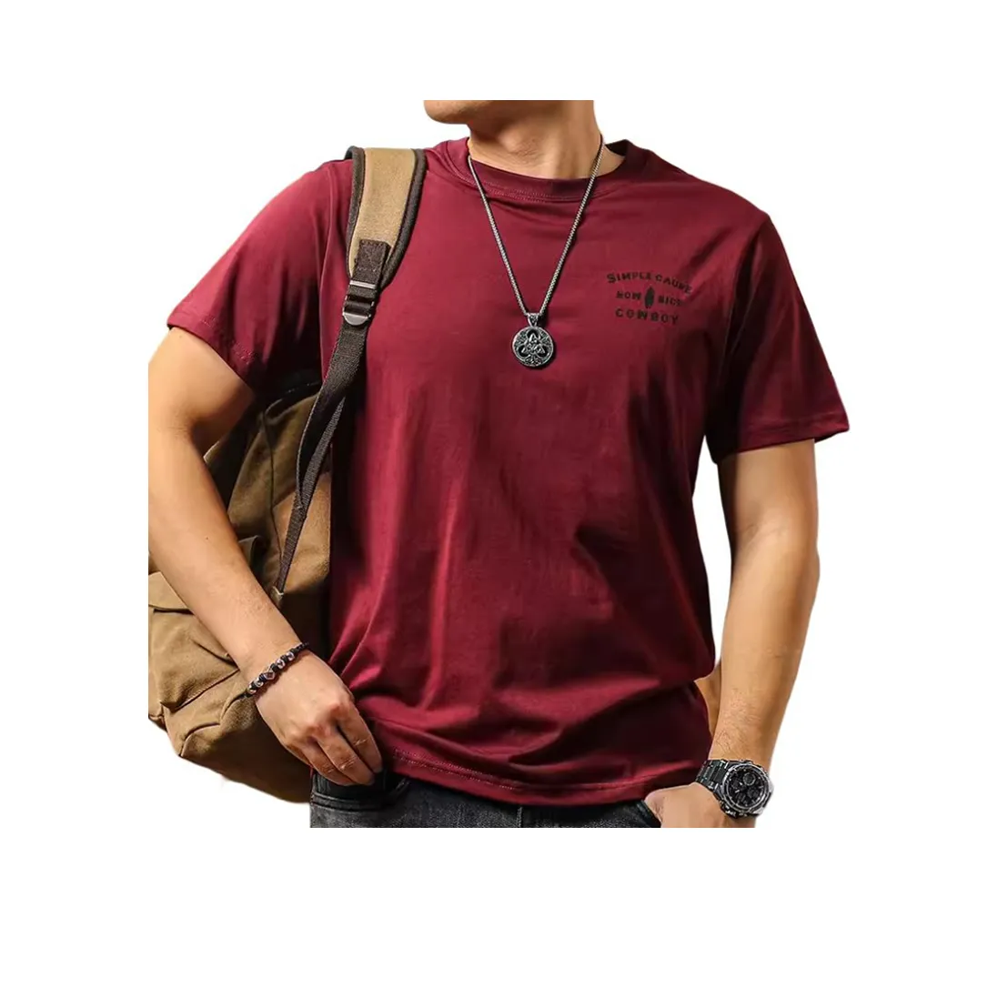 Seasonal Words T-Shirts Men Maroon