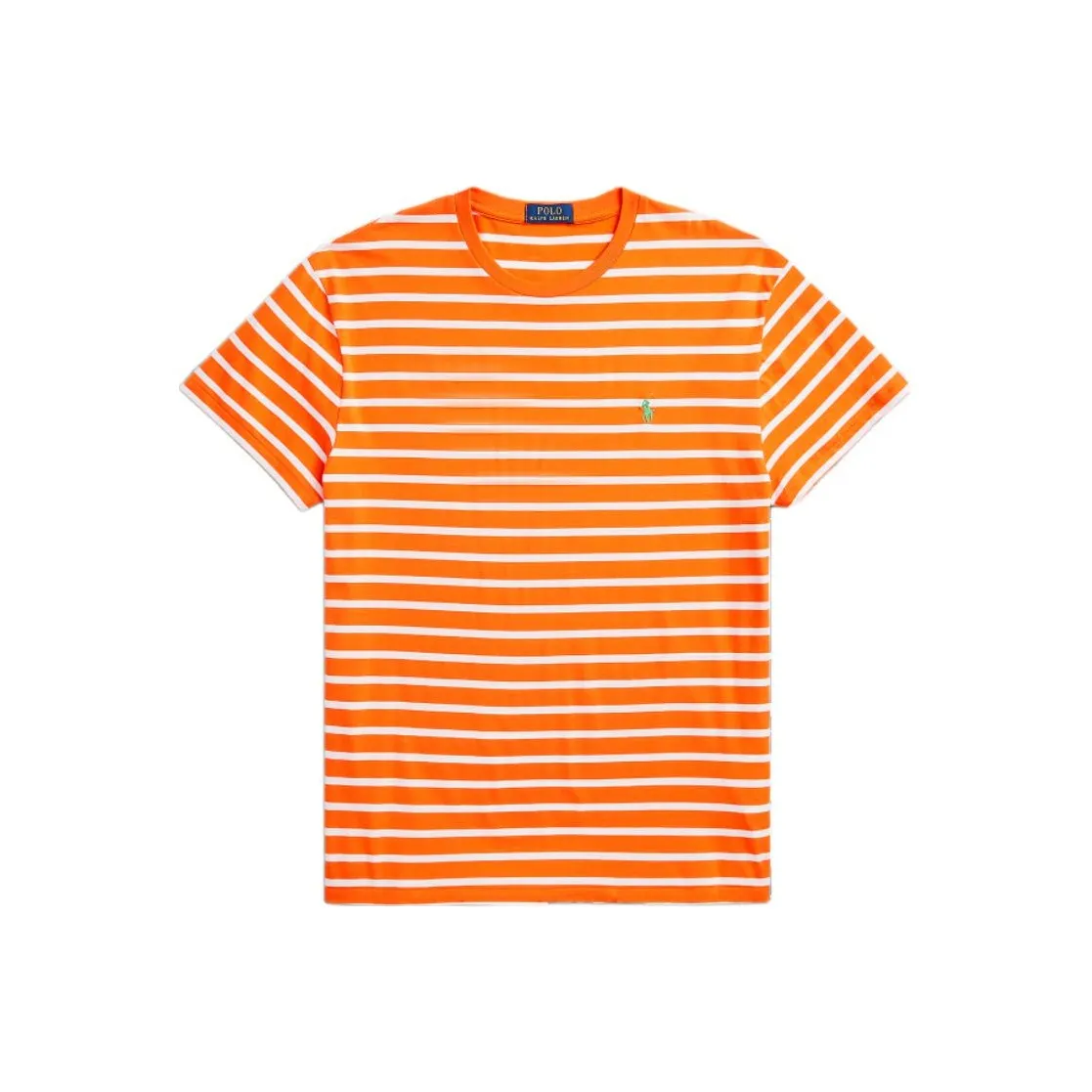 Polo Ralph Lauren Полосатый Loog Вышивка Круглый вырез Пуловер Короткий рукав Т-рубашка Мужская Апельсин