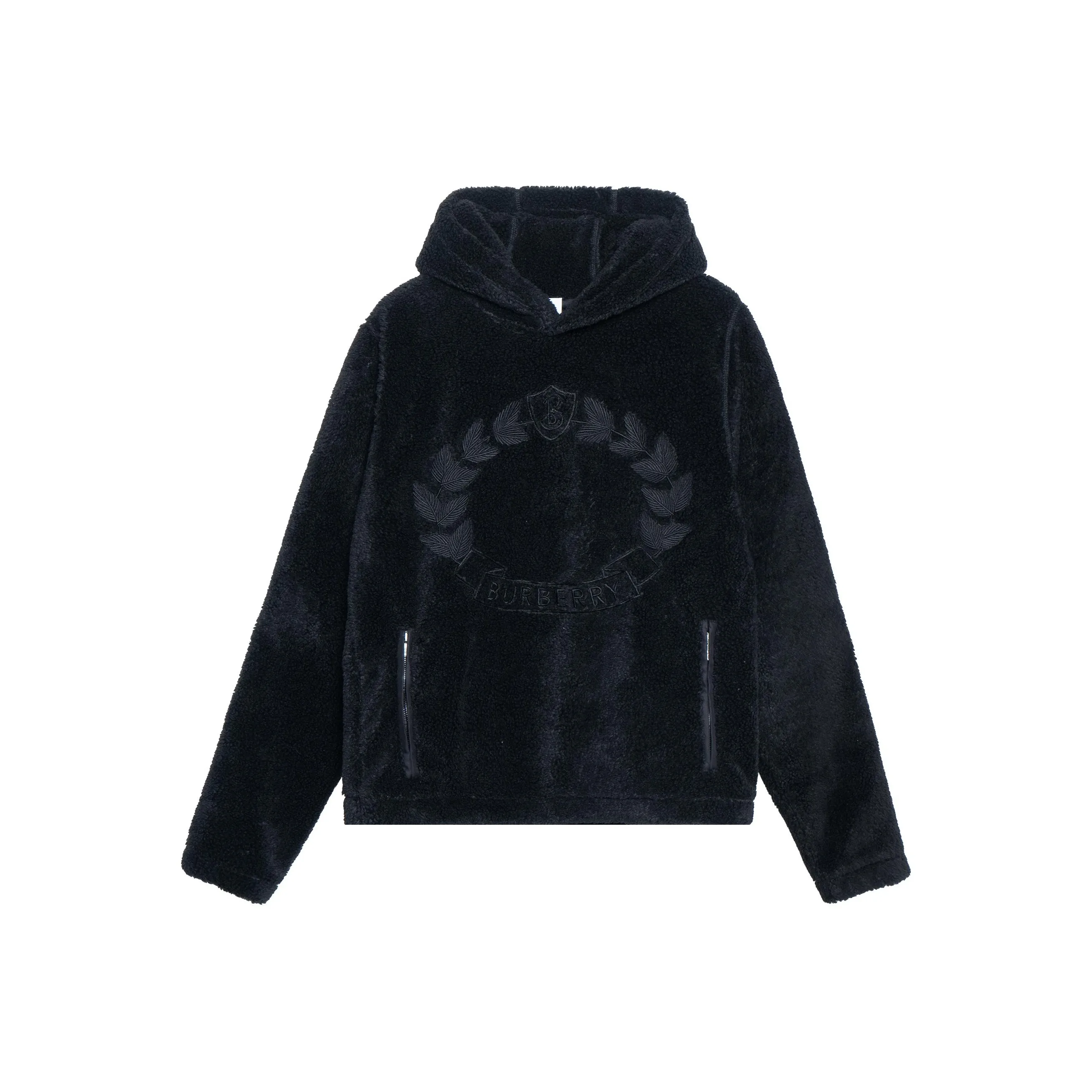 Burberry Embroidered Oak Leaf Crest Fleece Hoodie