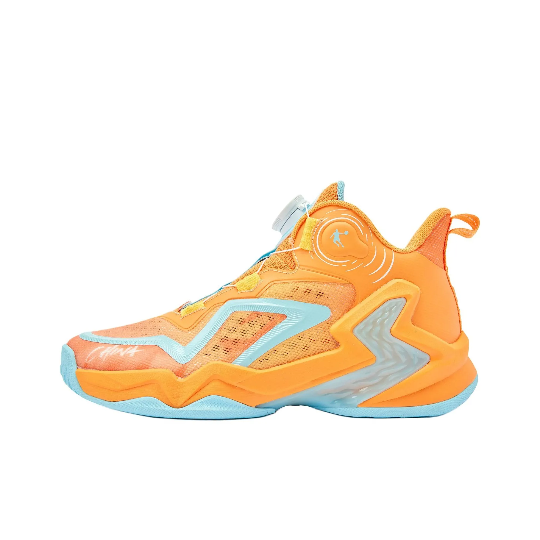 QIAODAN Slip-resistant Abrasion-resistant Low Top Children's Basketball Shoes Orange Blue QIAODAN Противоскользящие Износостойкие Низкие Кеды для Баскетбола Детские Оранжевые Синие
