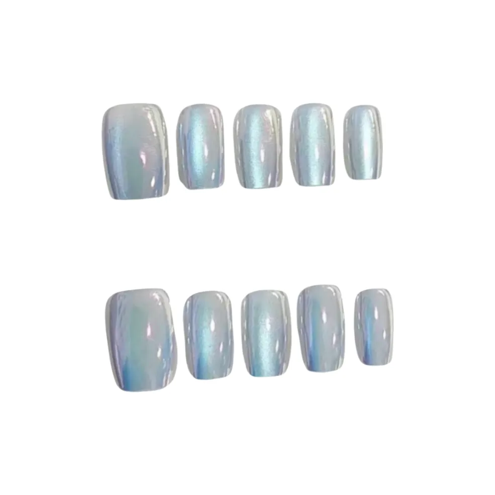 Gentle Welcome Ледяной Синий Радуга False Nail Короткий LADDER Однотонный Стиль Instagram