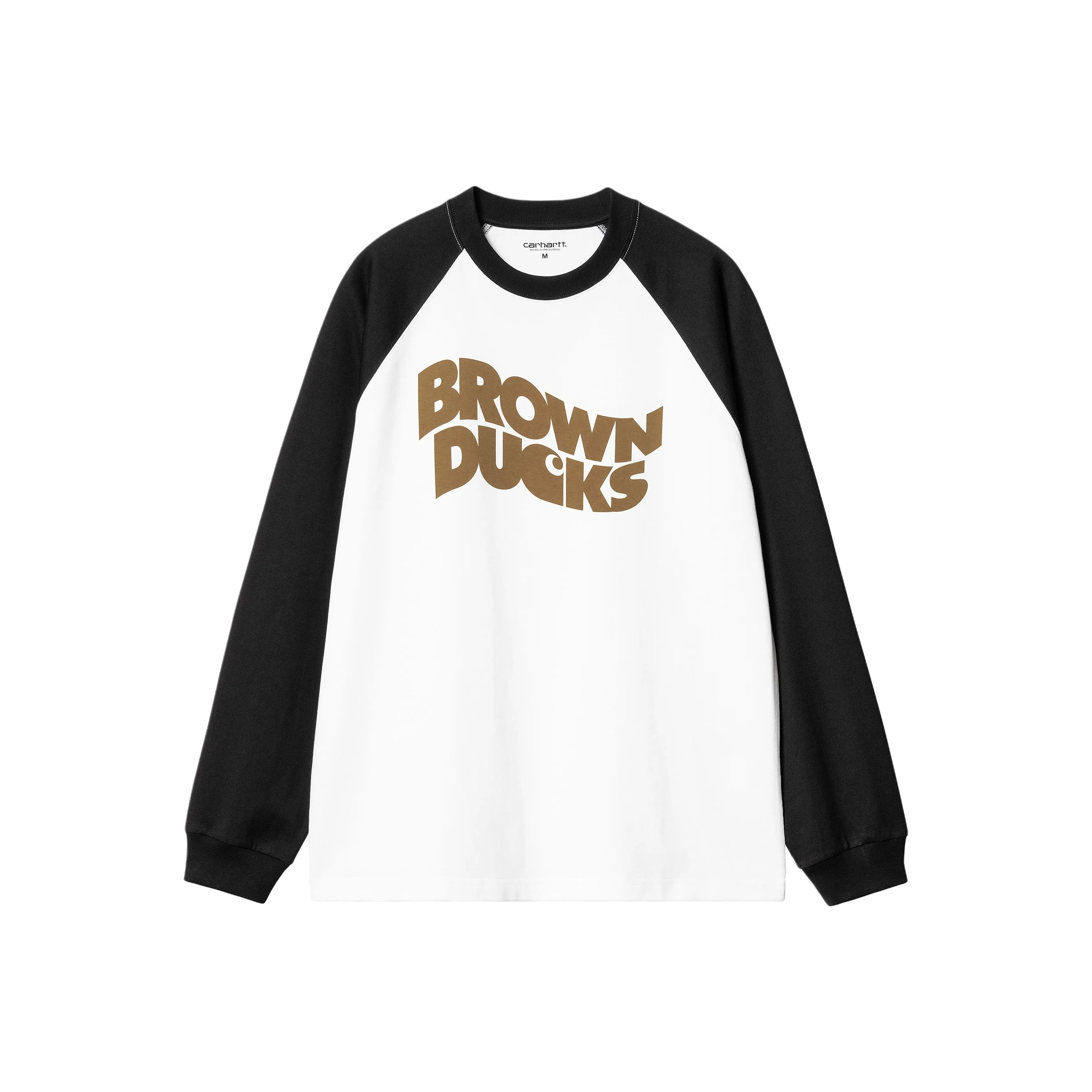 Carhartt WIP L/S Brown Ducks Baseball T S T Shirt Men's White