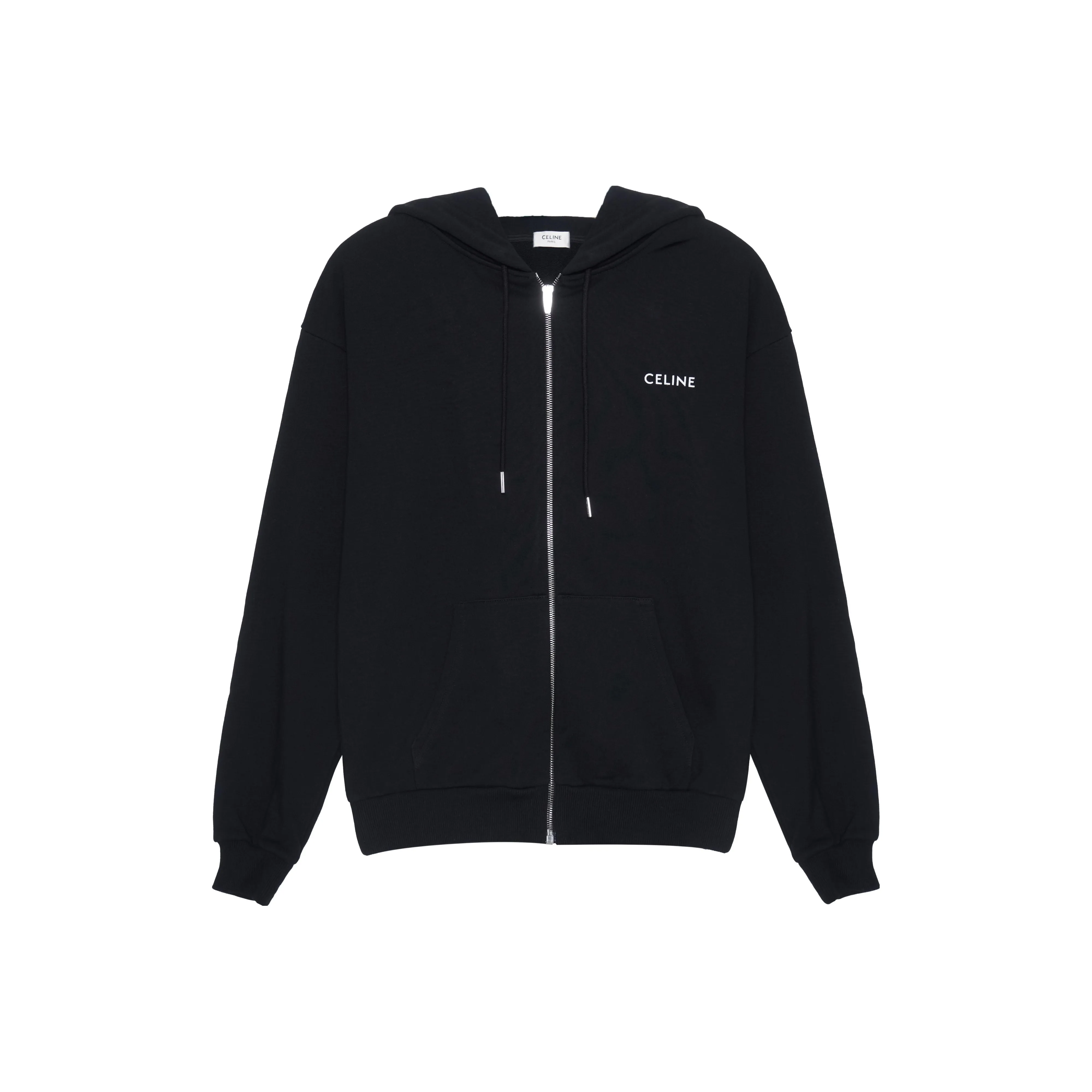 CELINE Triomphe Loose Zipped Hoodie In Cashmere Cotton