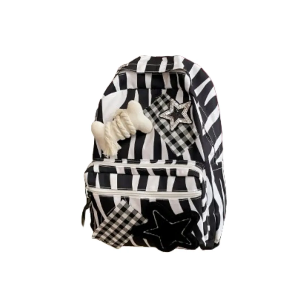 KAMLUI Nylon Backpack Unisex Brown Star/Black Star