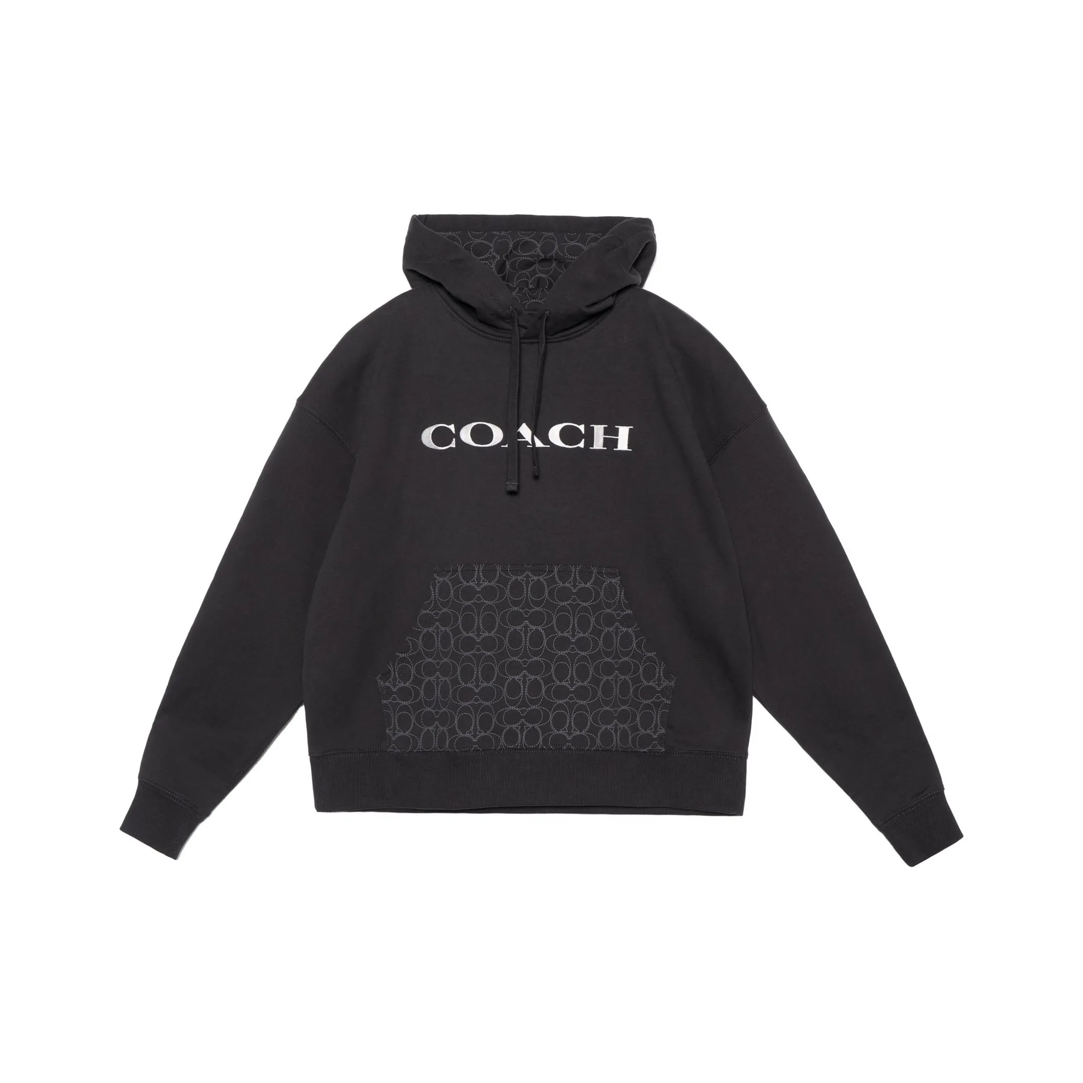 COACH Signature Men's Hooded Pullover Sweatshirt Black