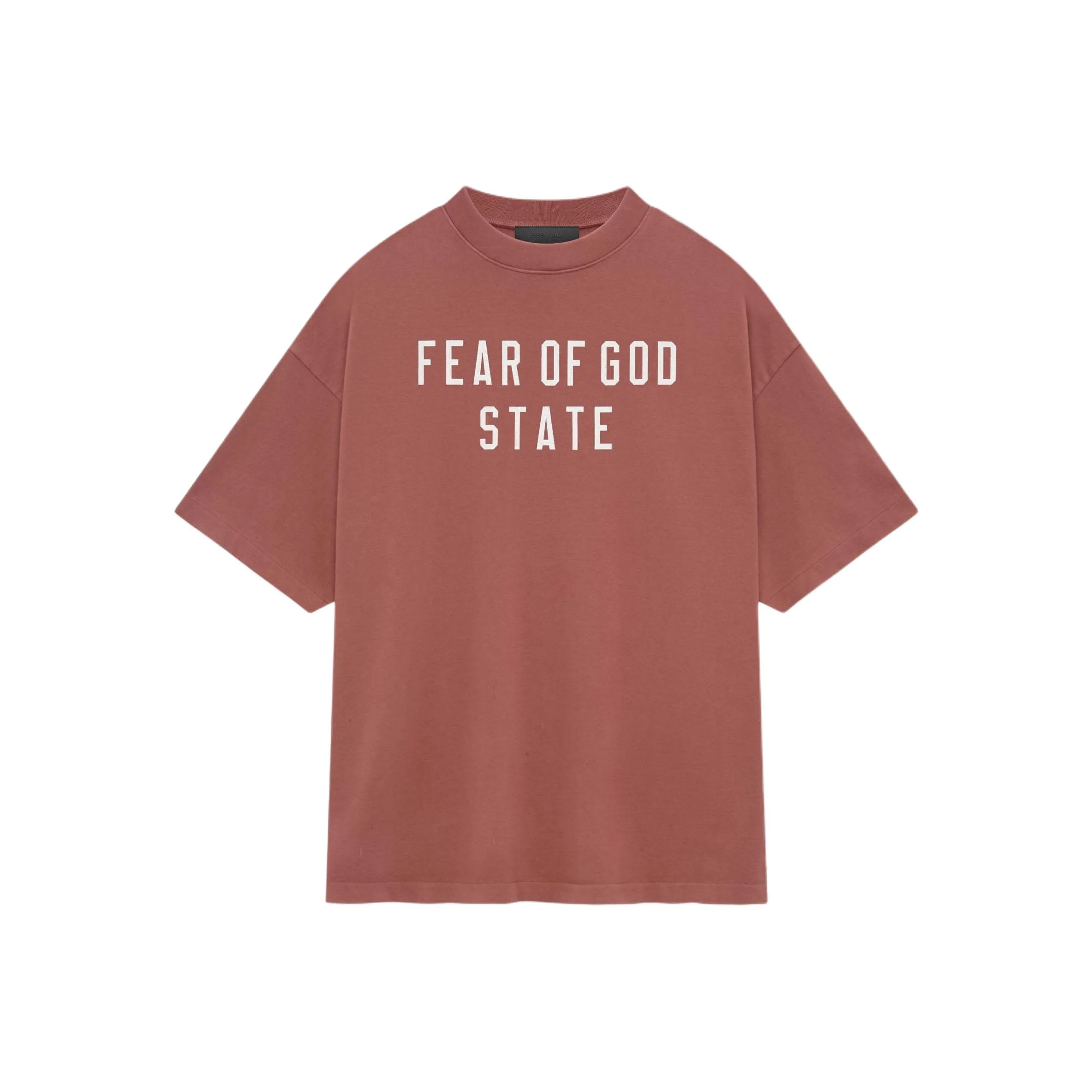 Fear Of God Essentials Тяжелый круглый вырез рубашка мужская малинового цвета с эффектом свечения