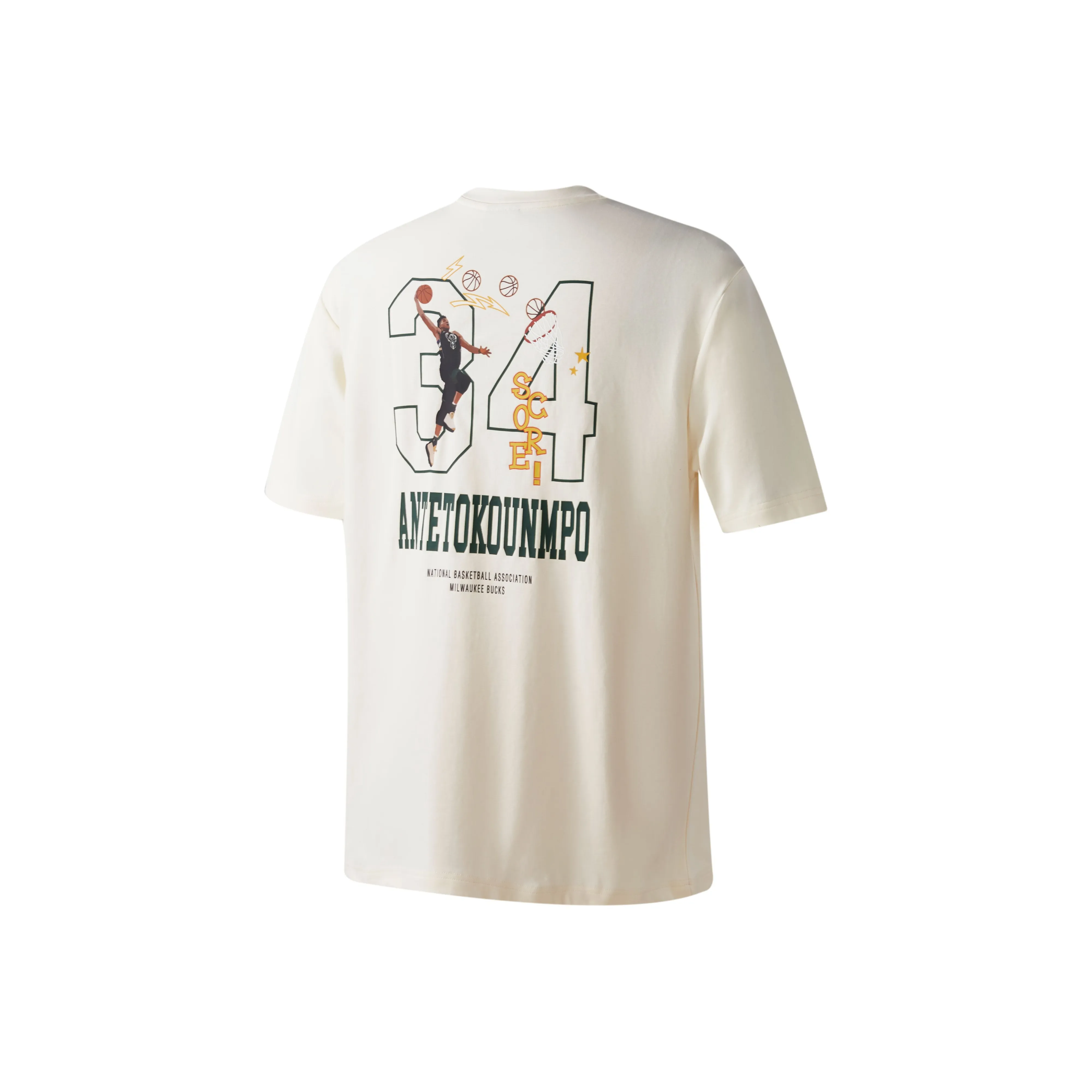 NBA Milwaukee Bucks T Shirts Unisex Ecru