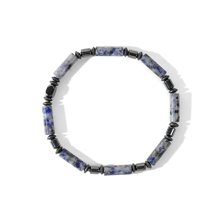 CIROCCO Нержавеющая сталь Гематит Искусственный Синий Лазурит Браслеты Мужские