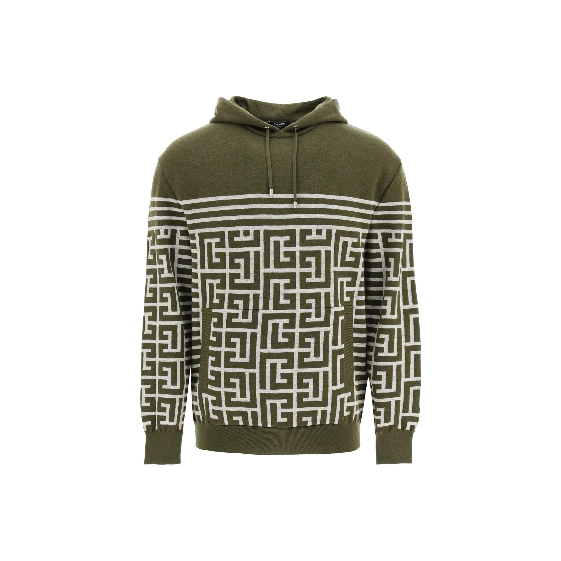 BALMAIN Pb Monogram Drawstring Hoodie