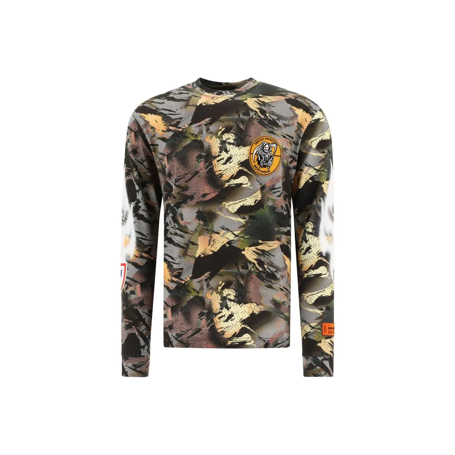 HERON PRESTON Camouflage Print Long Sleeved T Shirt