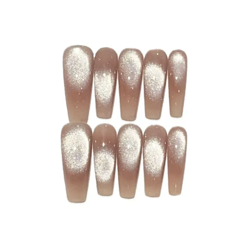 XIBI Премиум Атмосфера Розовый Ледяной Прозрачный Искрящийся Кошачий глаз SCREEN AUTUMN Съемный Лак для ногтей Длинный Телесный Градиентный Мелкие блестки