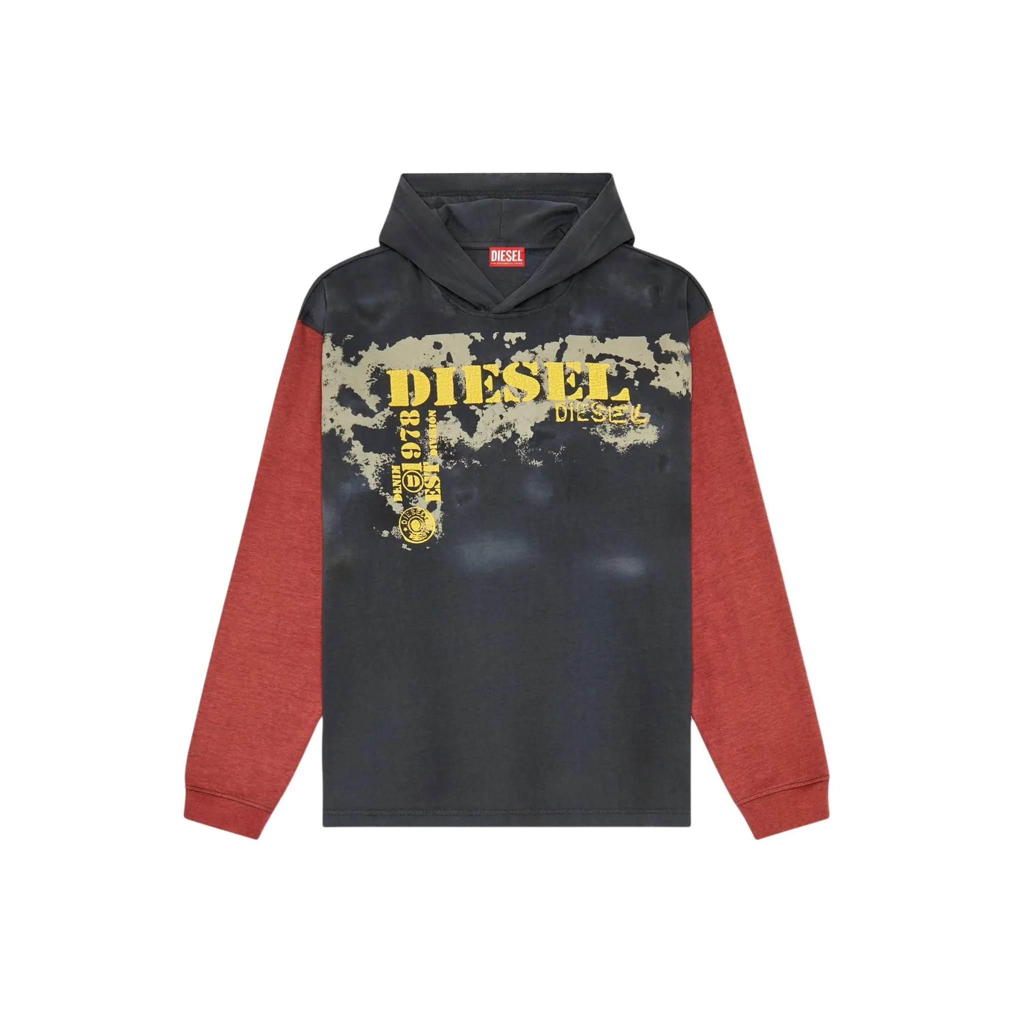 DIESEL T Boxt LS Hood Dirty Effect Hoodie
