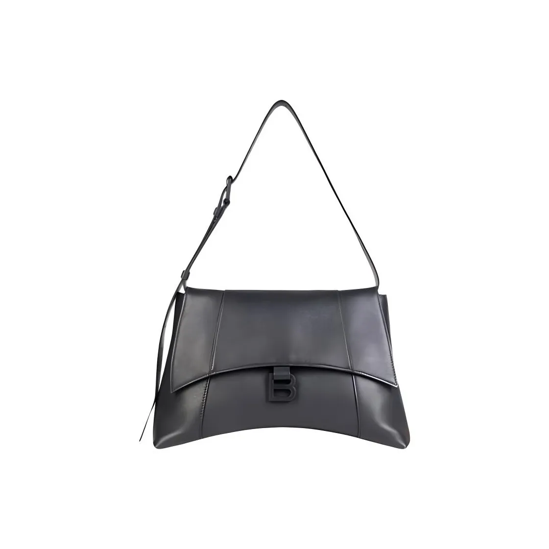 Balenciaga Downtown Cow Leather Hourglass Bag Shoulder Bag Crossbody Bag Handbag Medium Size Unisex Black