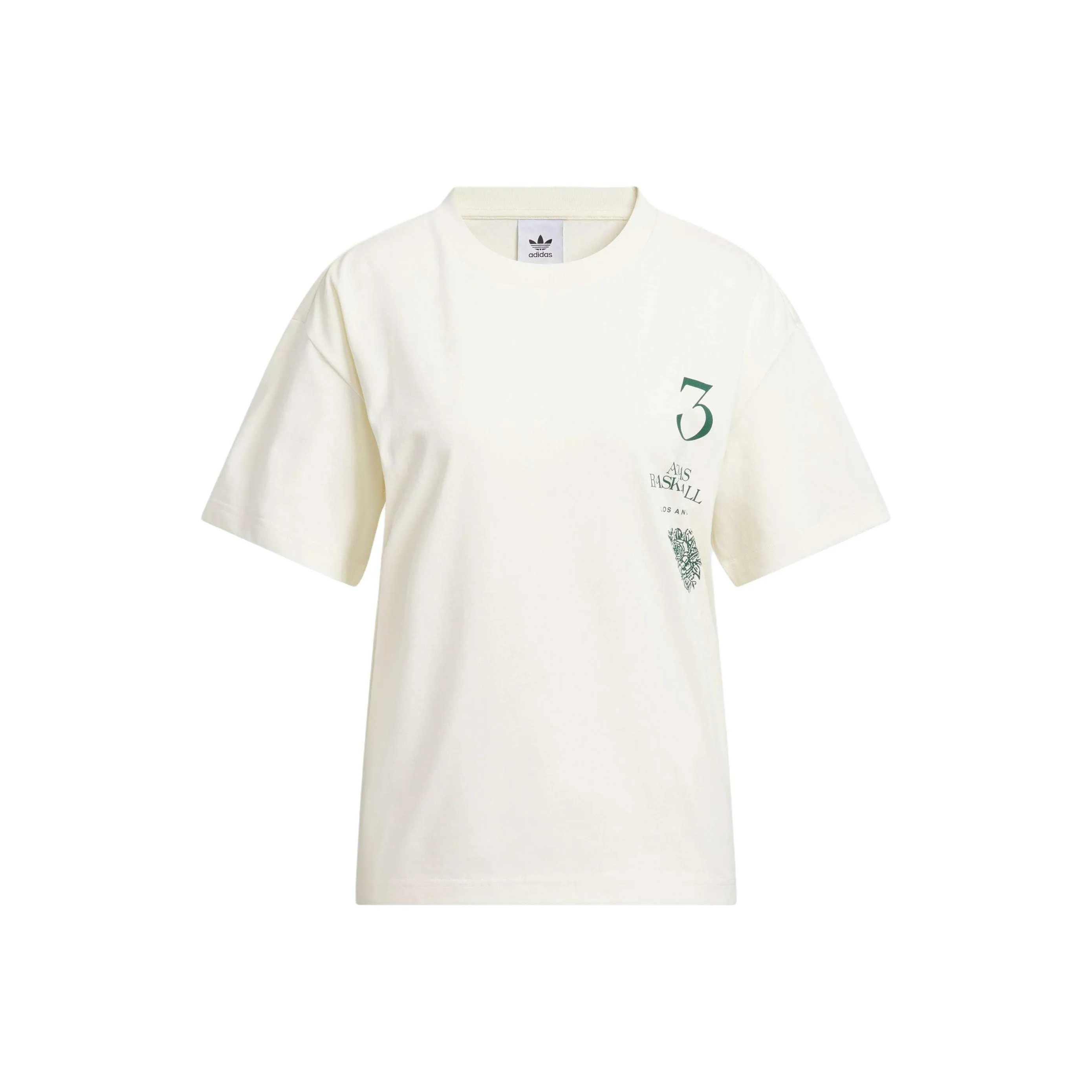 Adidas Originals LA TO THE WORLD GRAPHIC TEE T Shirt Unisex Ivory/Forest Green