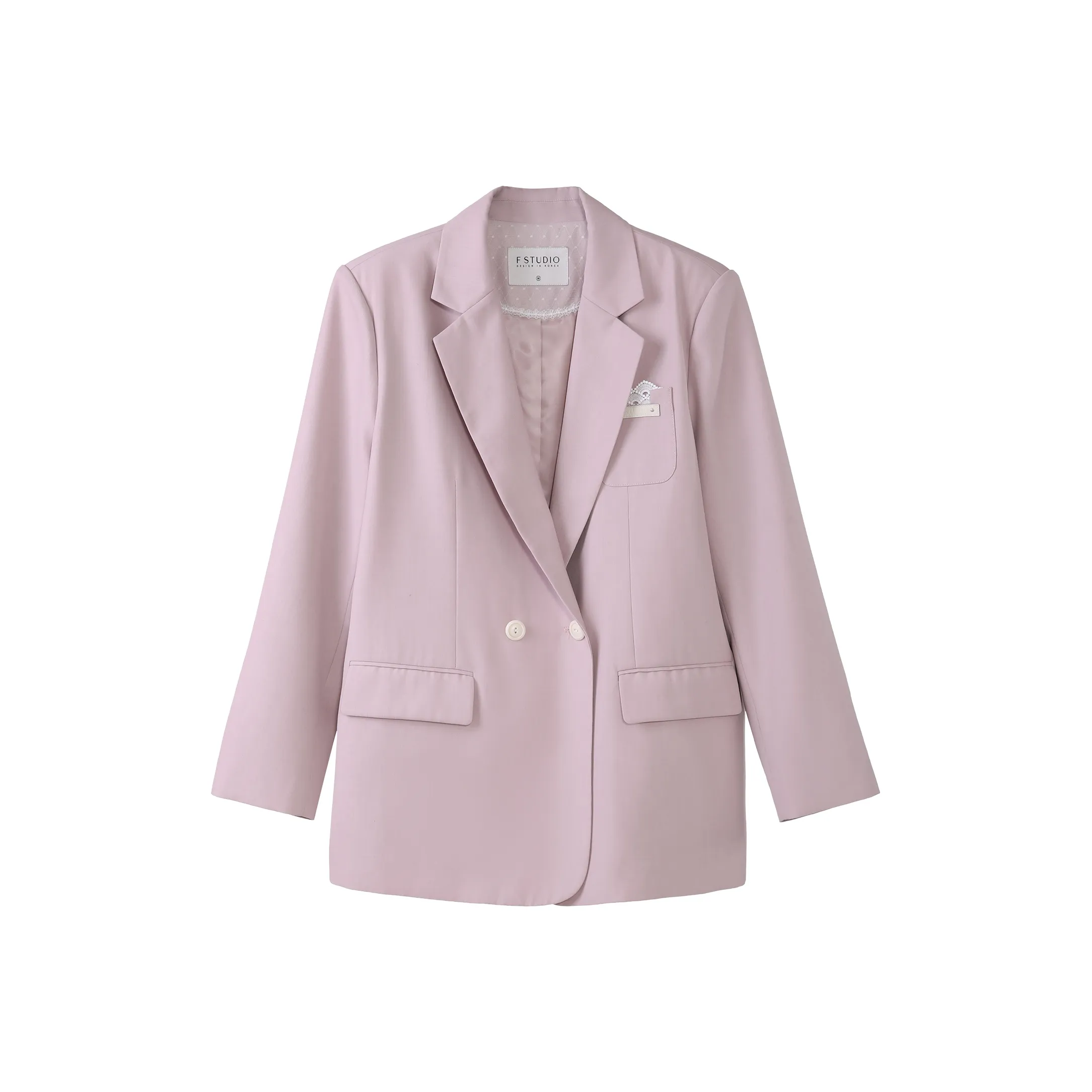 Fstudio Early Spring Korean Style Design Driven Loose Fit Бизнес Костюм Куртка Женская Pink