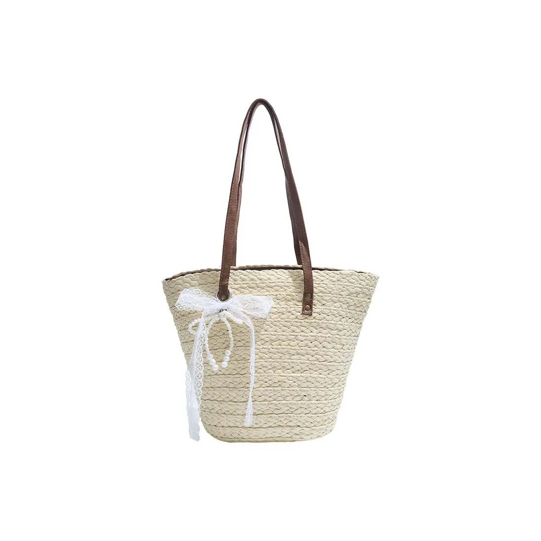 HCXK Плетеная сумка-тоут из соломы сумка через плечо женская белый коричневый