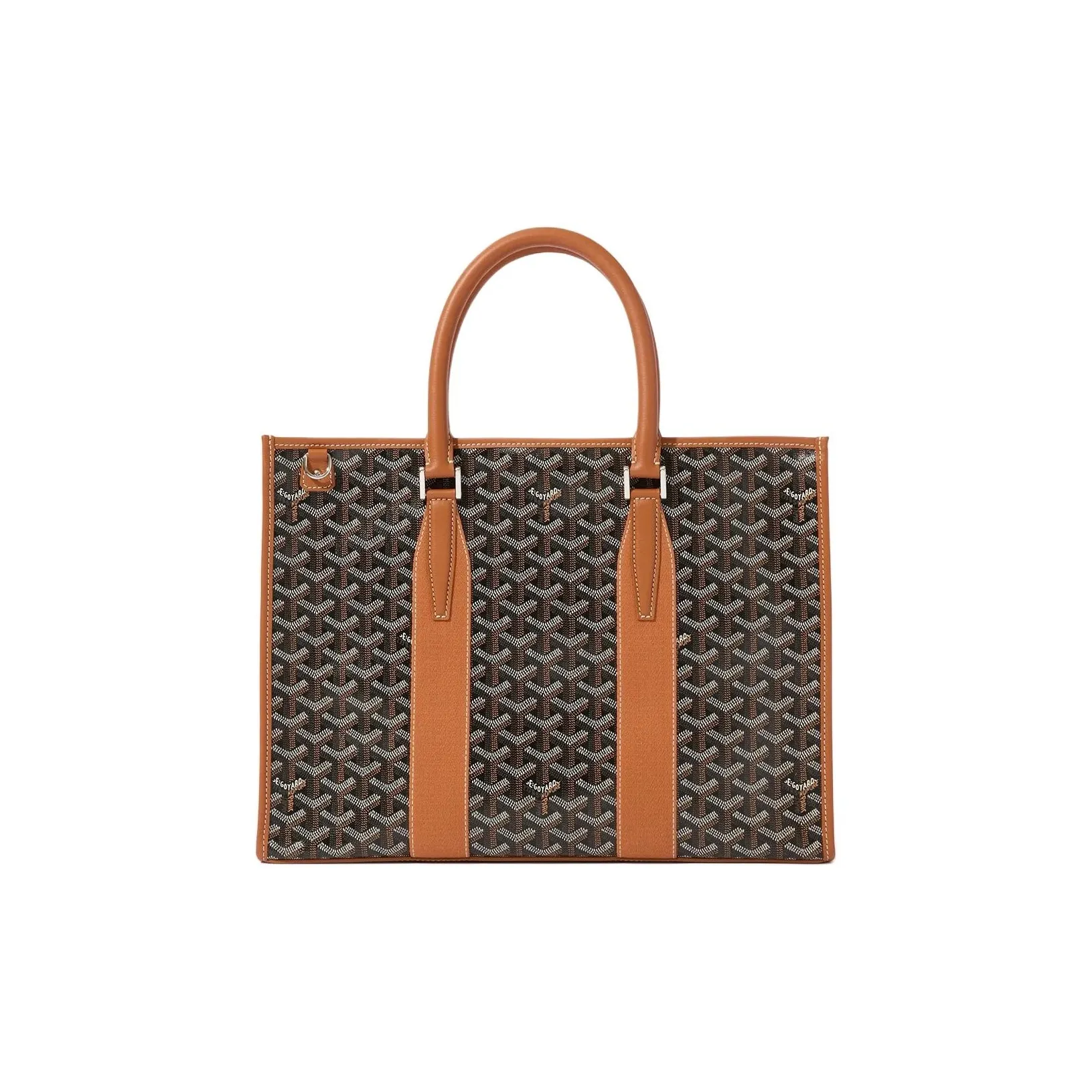 GOYARD Goyardine Canvas With Chevroches Calfskin Briefcase, Shoulder Bag, Crossbody Bag, Handbag Unisex Black & Brown