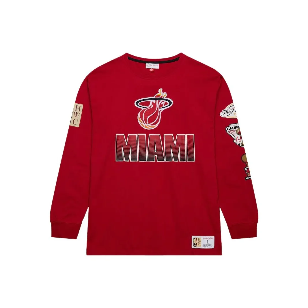 MITCHELL NESS X NBA Майами Хит Винтаж Логотип Allover T-Рубашка Мужская Красная