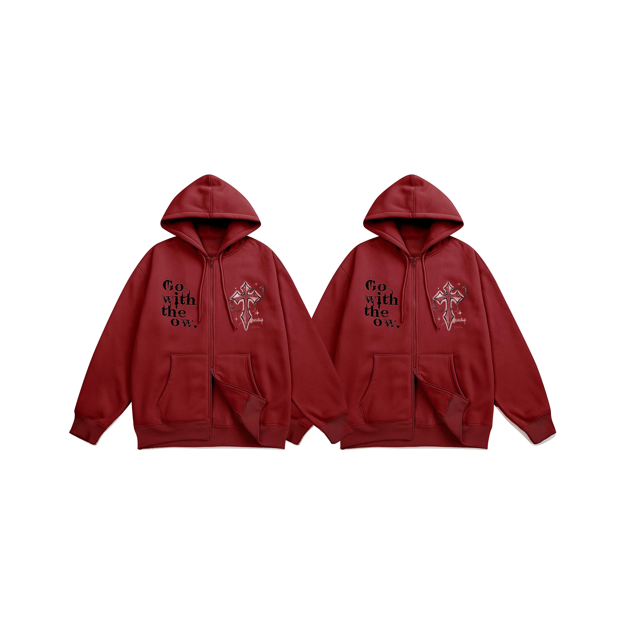 Guuka 2 шт. Темно-красный унисекс свитшоты
