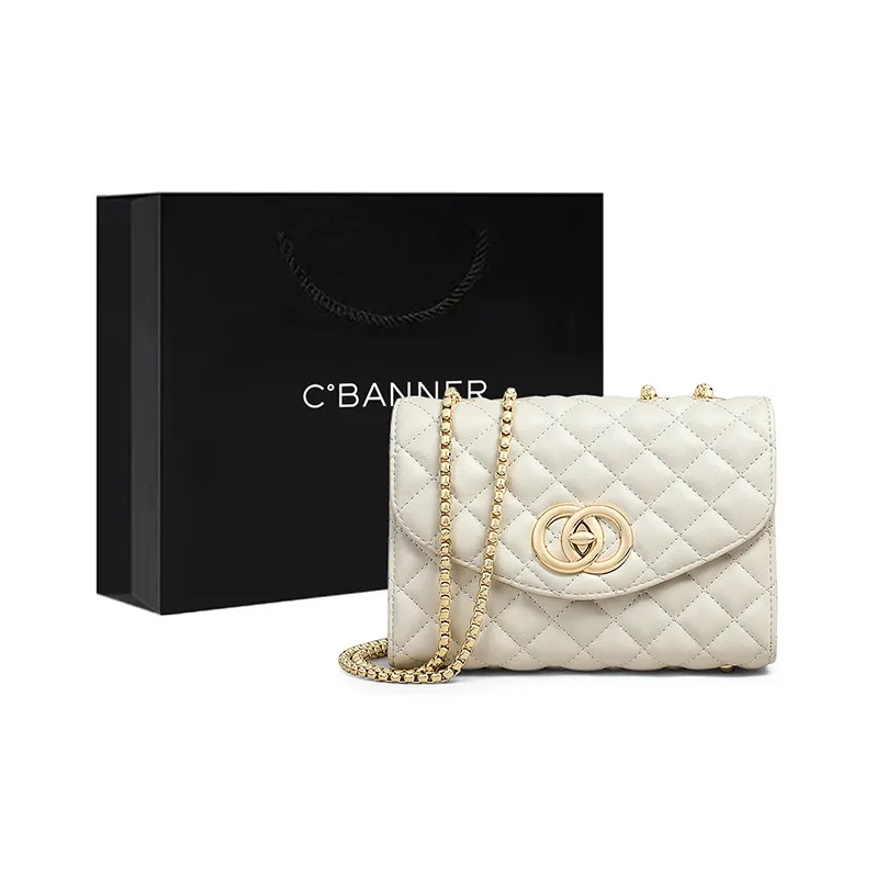 C°BANNER Коровья кожа с синтетической кожей сумка с цепочкой сумка через плечо стандартная женская экрю черный