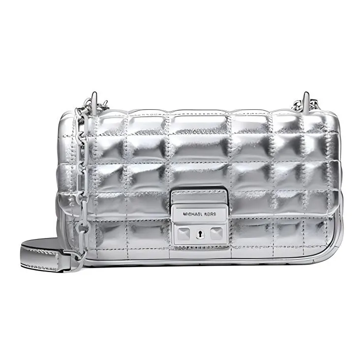 MICHAEL KORS Tribeca Leather Shoulder Bag Trumpets Women's Silver