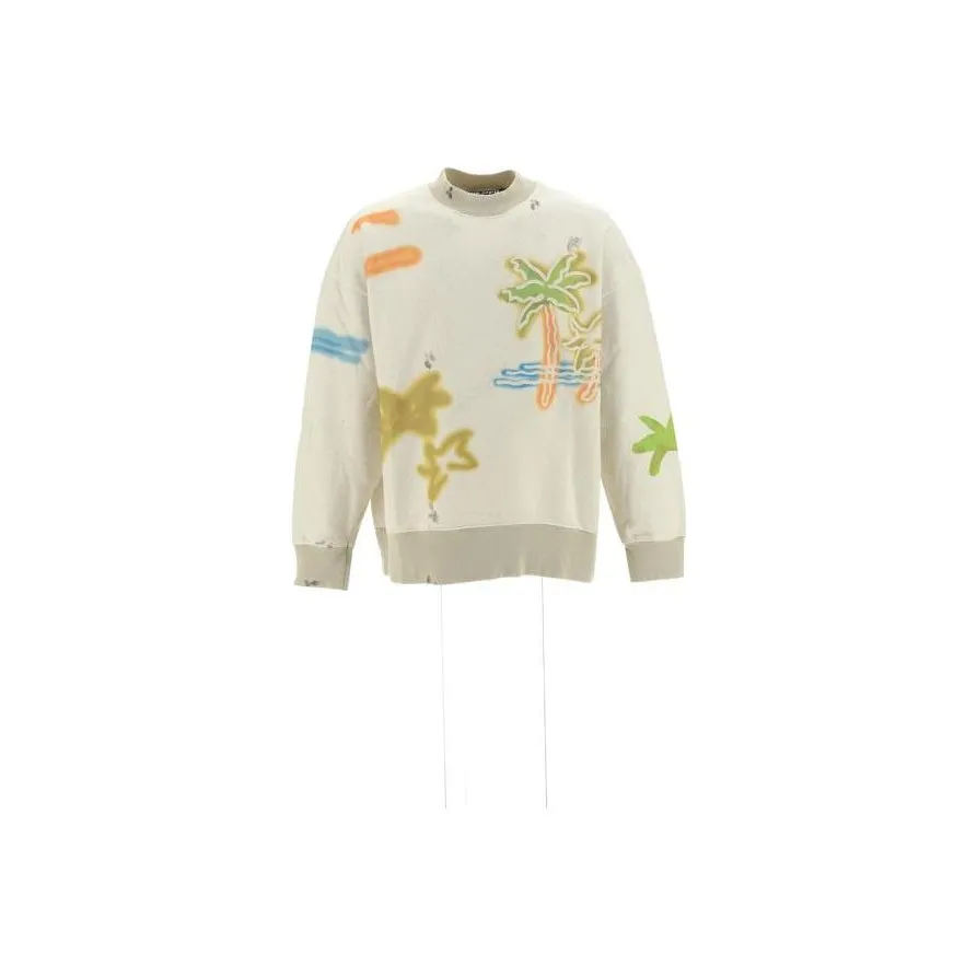 PALM ANGELS Sprayed Palm print Cotton Sweatshirt