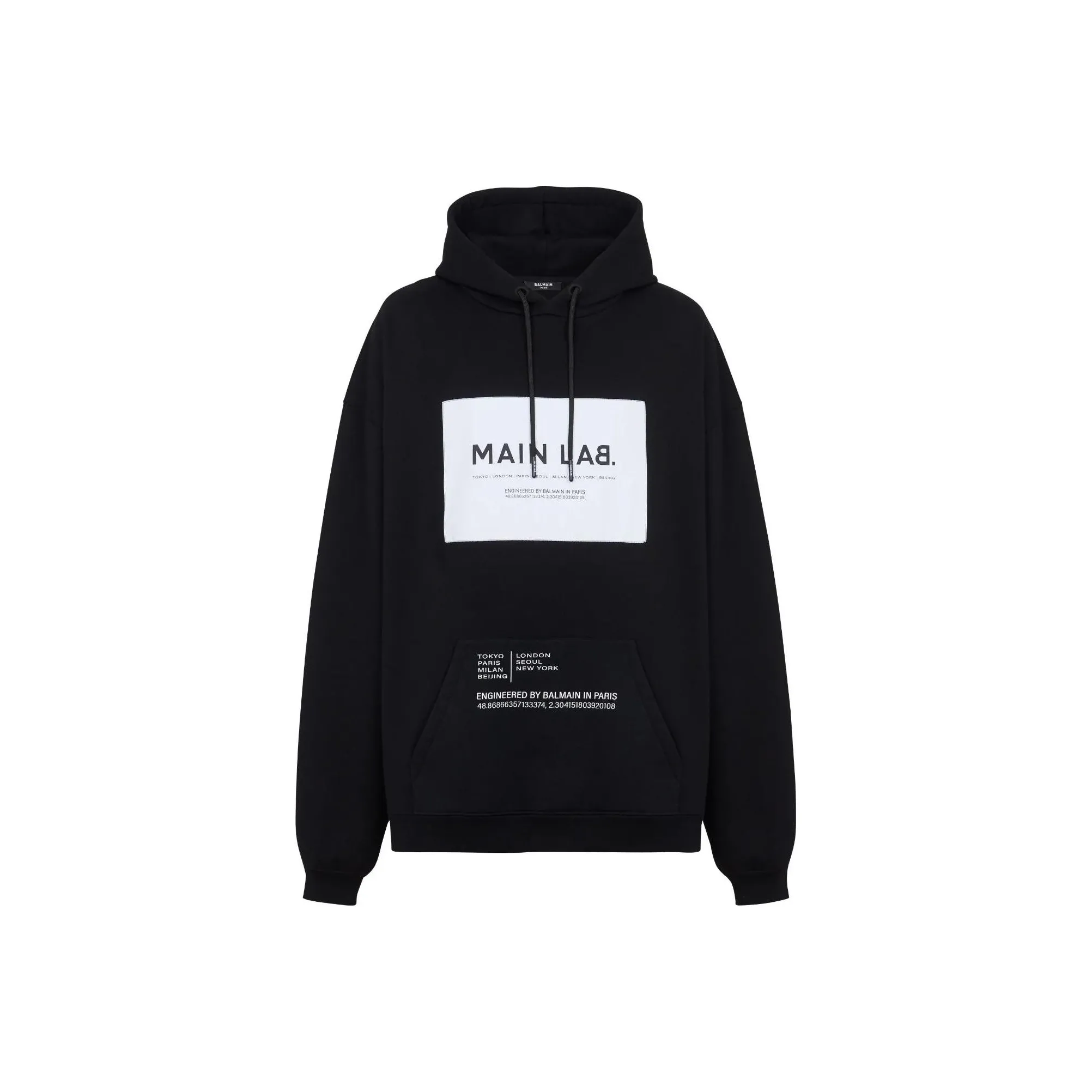 BALMAIN Drawstring Logo Printed Hoodie