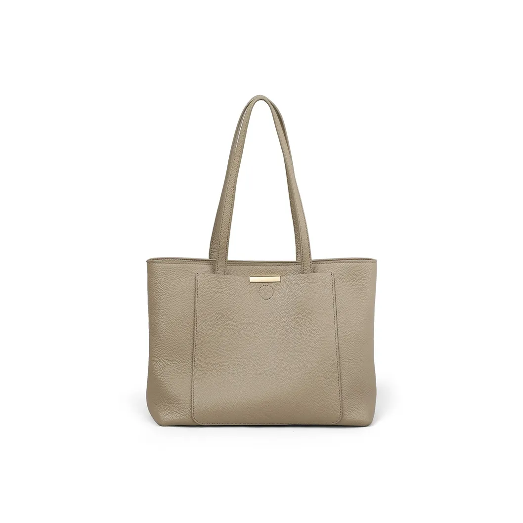 C°BANNER Коровья кожа Сумка через плечо Тоут Средняя Женская Светло-серый Темно-серый