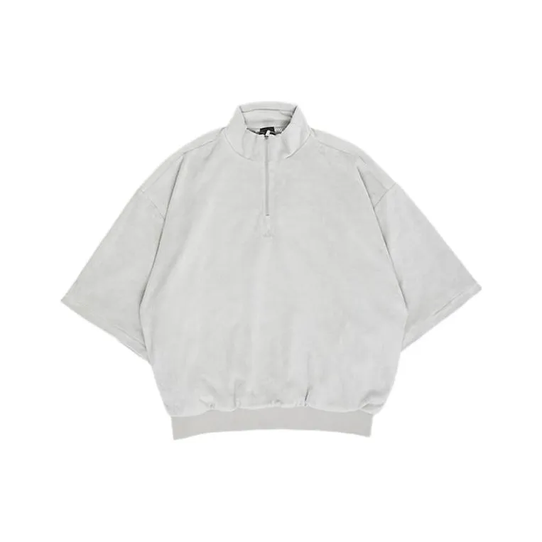 Adidas Basketball Velour 1/2 Zip Sweatshirt Metal Grey