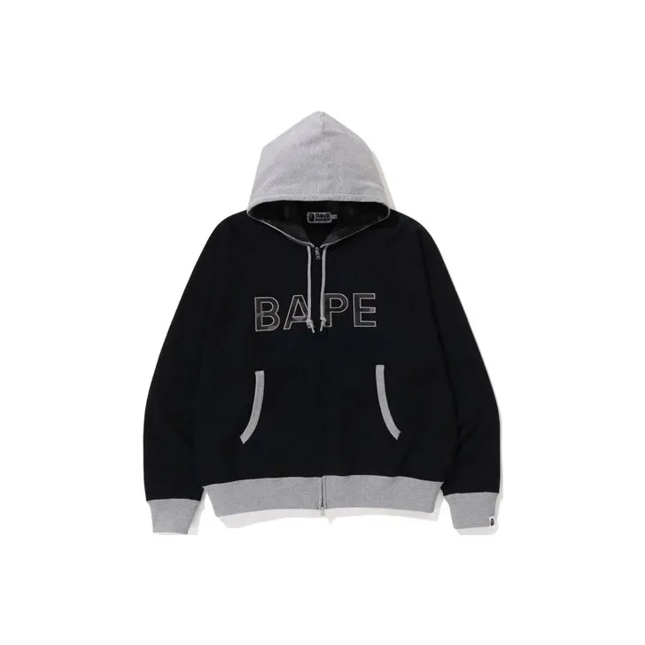 TEEN shark-teeth cotton sweatshirt Schwarz Color Camo Thermal Patch Loose Fit Zip Hoodie