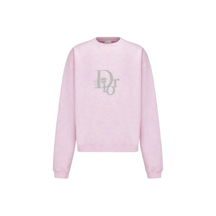 DIOR X ERL SS23 Oversized Sweatshirt Heathered Pink Cotton Fleece