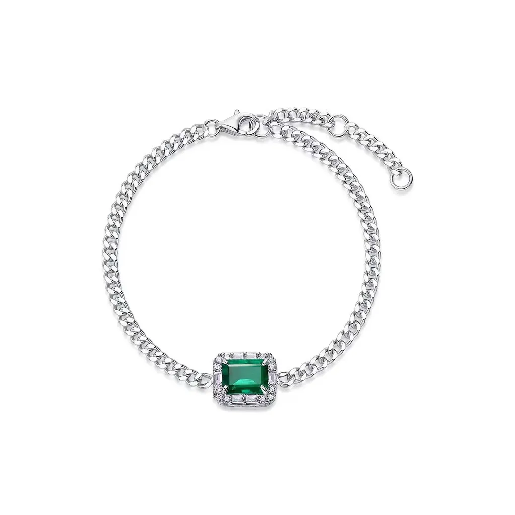KOYOOME Cultured Emerald S925 Sterling Silver Bracelets Unisex