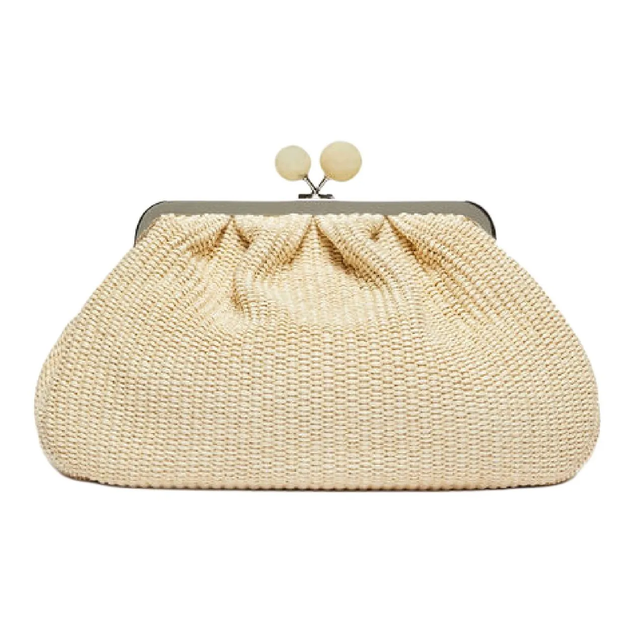 WEEKEND MaxMara Cotton Clutch Medium Size Women's Beige Yellow