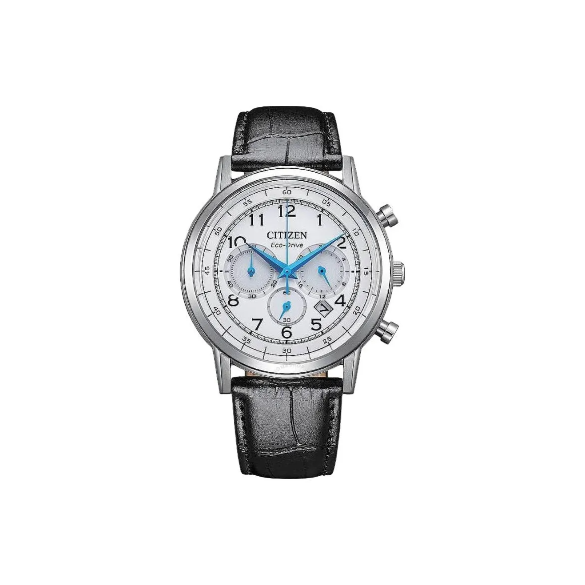 CITIZEN Eco Drive Series Кварцевый механизм Кожаный ремешок Часы 42 мм Мужские часы Белый циферблат