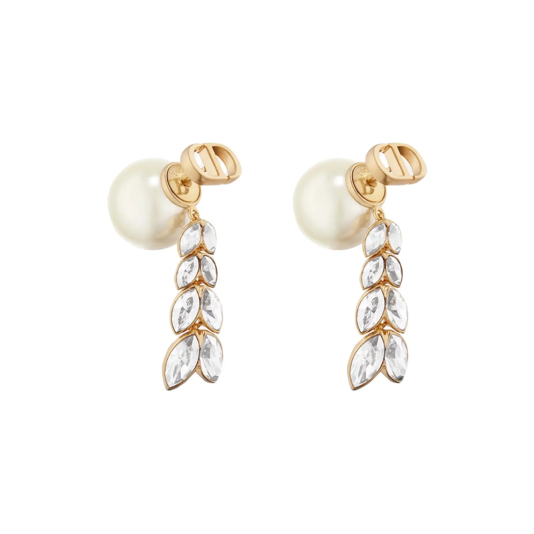 DIOR Resin Bead Ornament Earrings Unisex Gold
