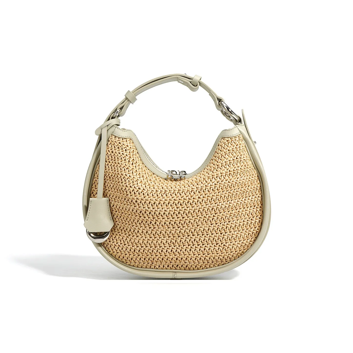 H YXIANG Cow Leather Handbag Women's Cold Moon White/Peach Pink